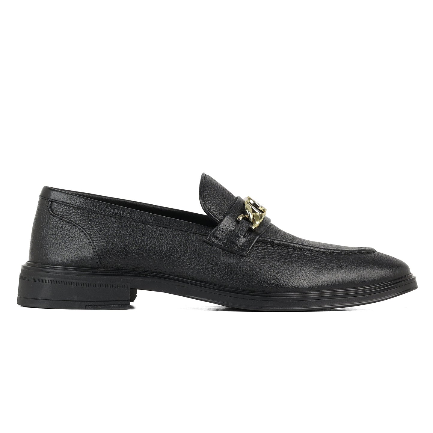 Zivorah black leather loafers angled view