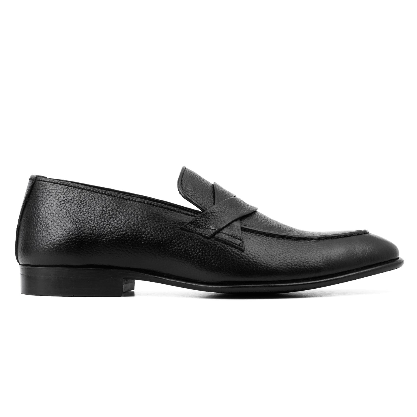 Zivorah men's black genuine leather loafers side view