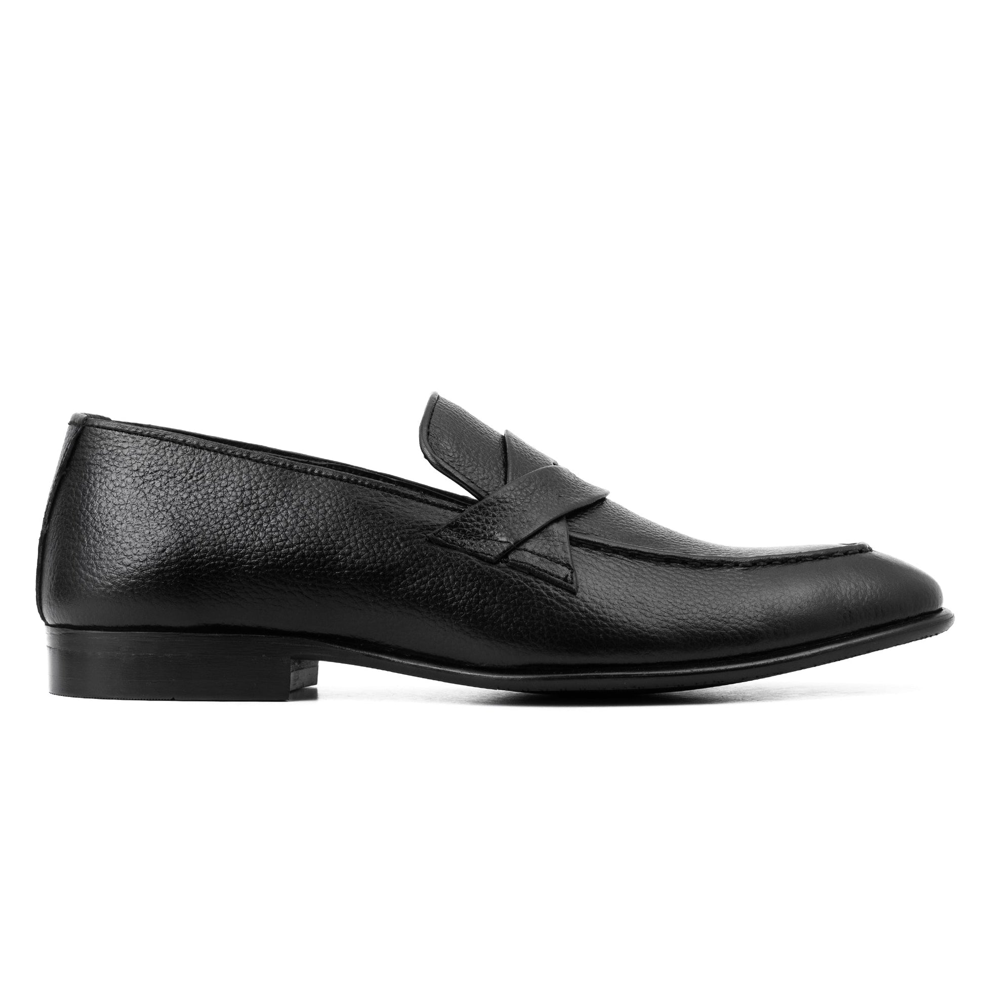 Zivorah men's black genuine leather loafers side view
