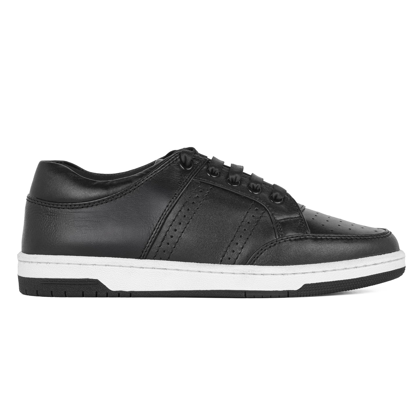 Zivorah Men's Black Genuine Leather Sneakers