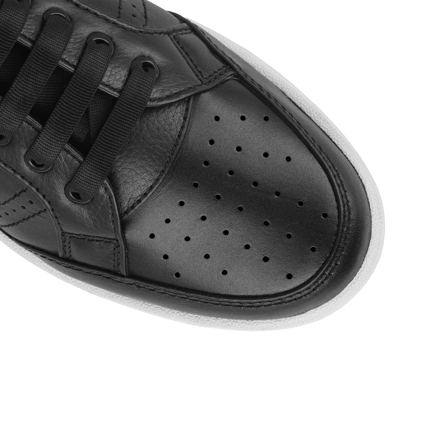 Zivorah Men's Black Genuine Leather Sneakers