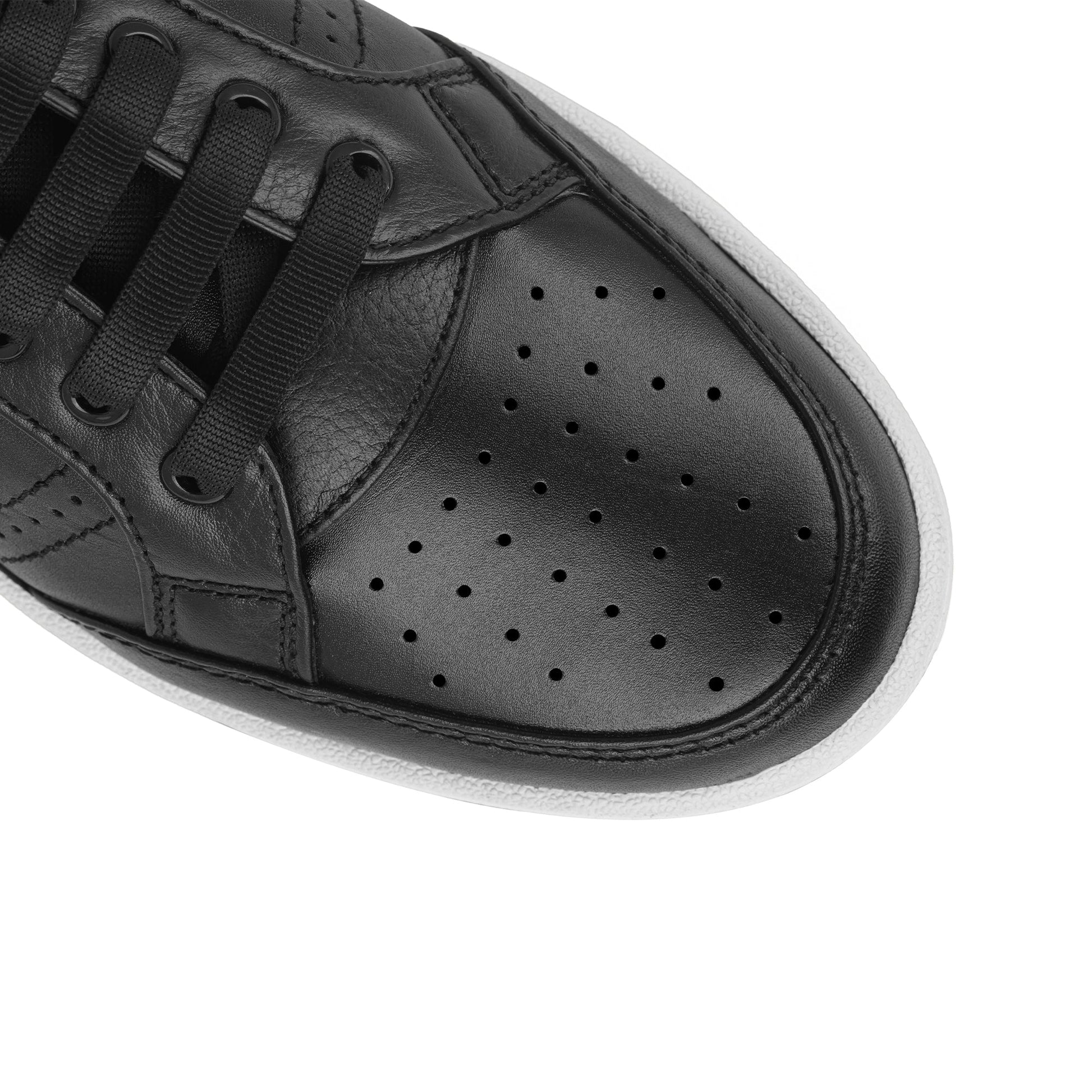 Zivorah men's black genuine leather sneakers angled view