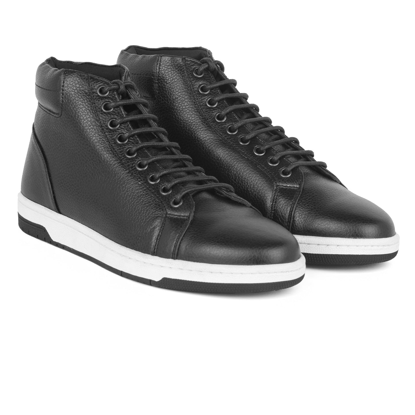 Zivorah men's black genuine leather sneakers top view