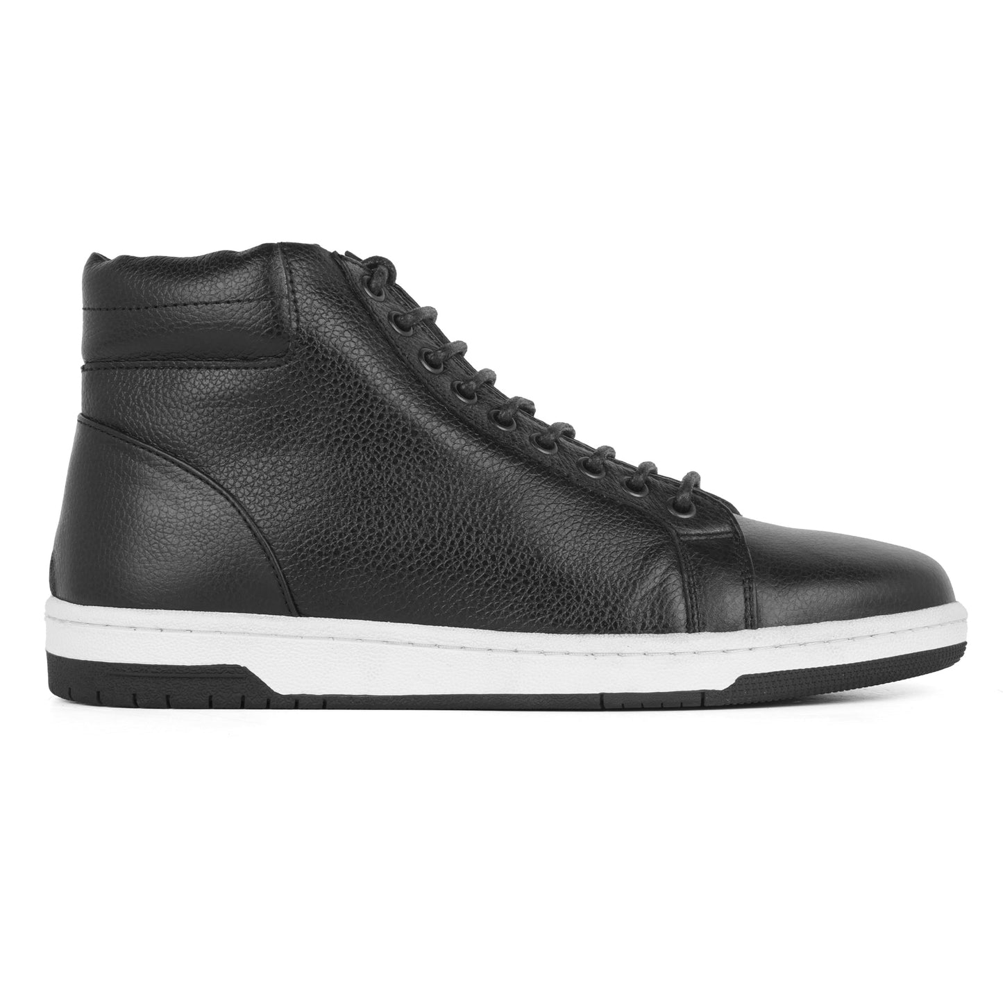 Zivorah men's black genuine leather sneakers side view