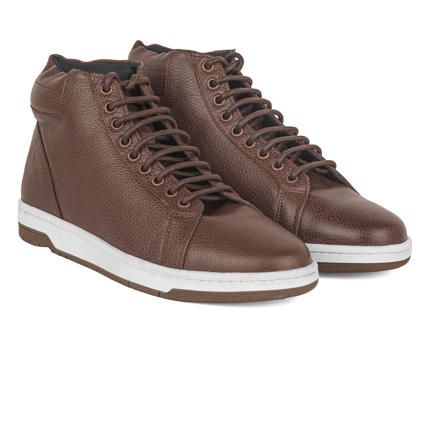 Zivorah men's brown genuine leather sneakers top view