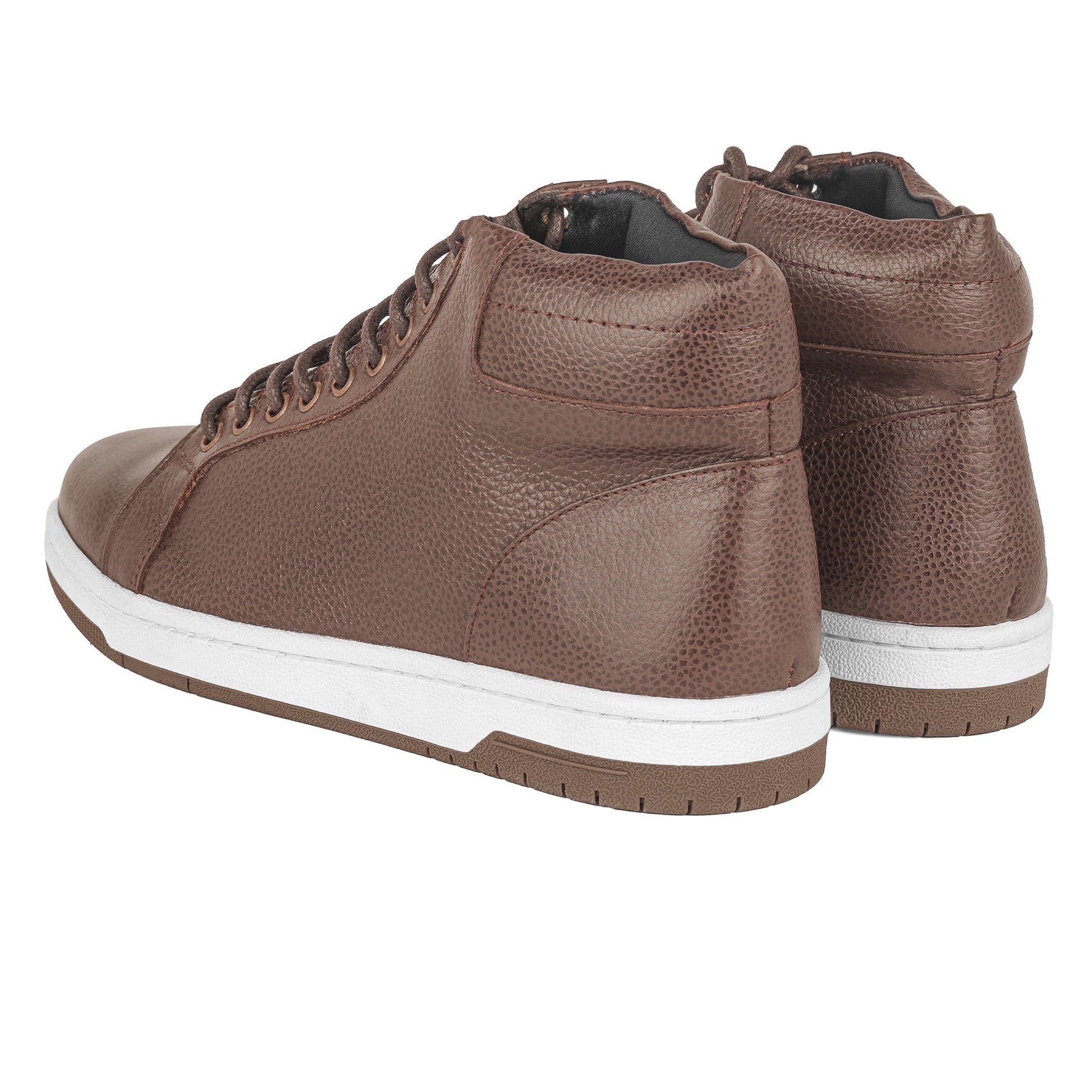 Zivorah men's brown genuine leather sneakers angled view