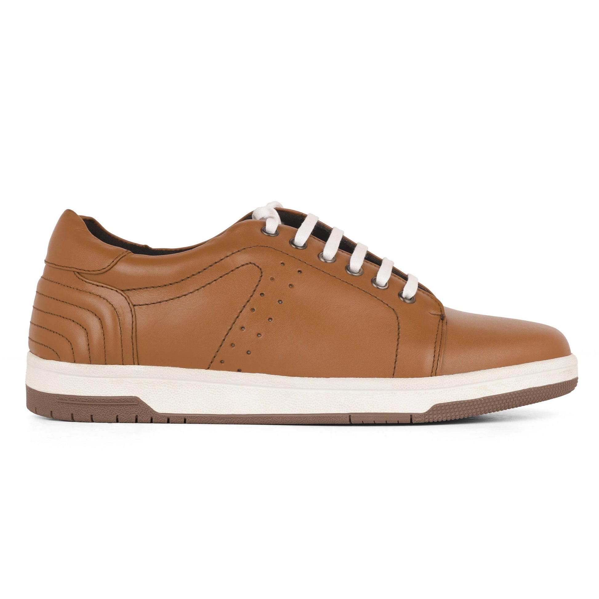 Zivorah men's tan genuine leather sneakers side view