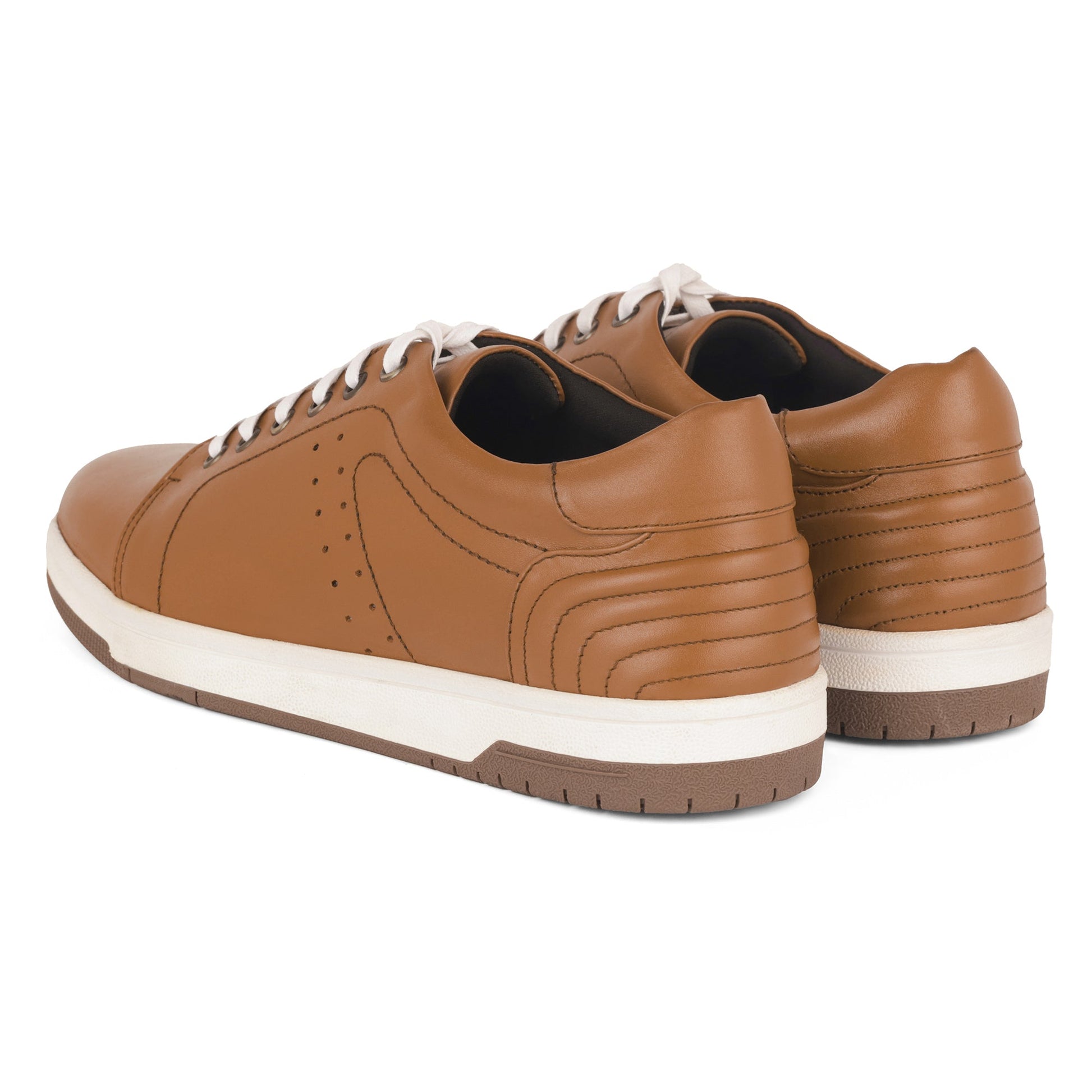 Zivorah men's tan genuine leather sneakers back view