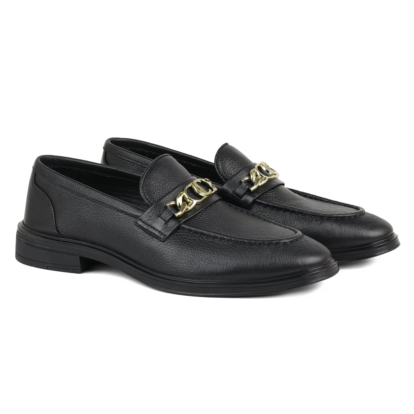 Zivorah black leather loafers top view