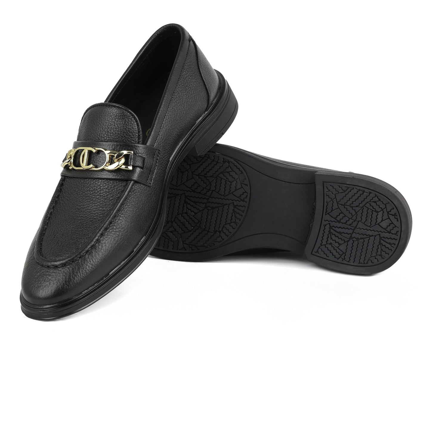 Zivorah black leather loafers side view