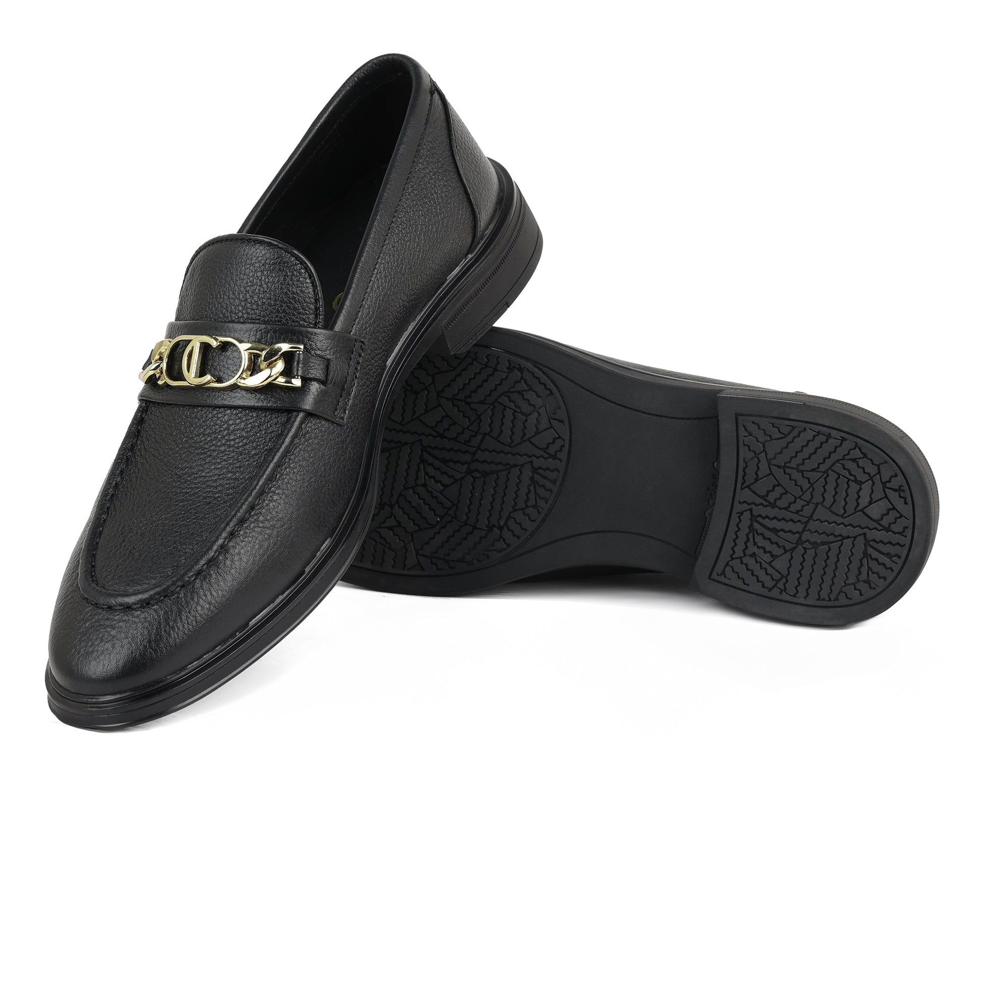 Zivorah black leather loafers side view