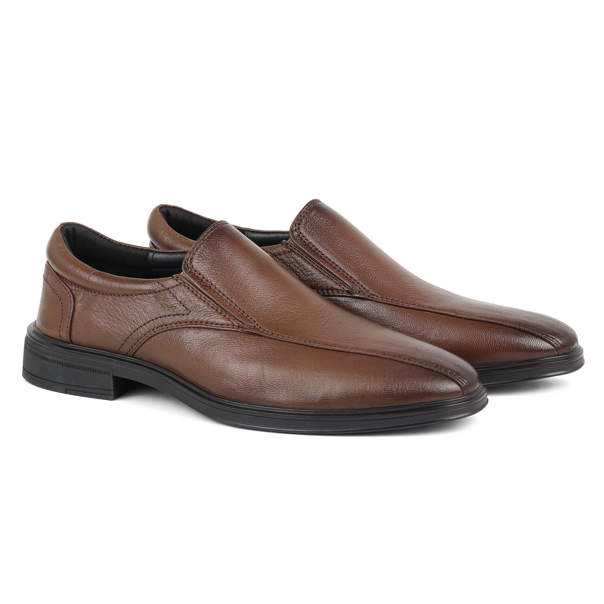 Zivorah brown leather loafers top view