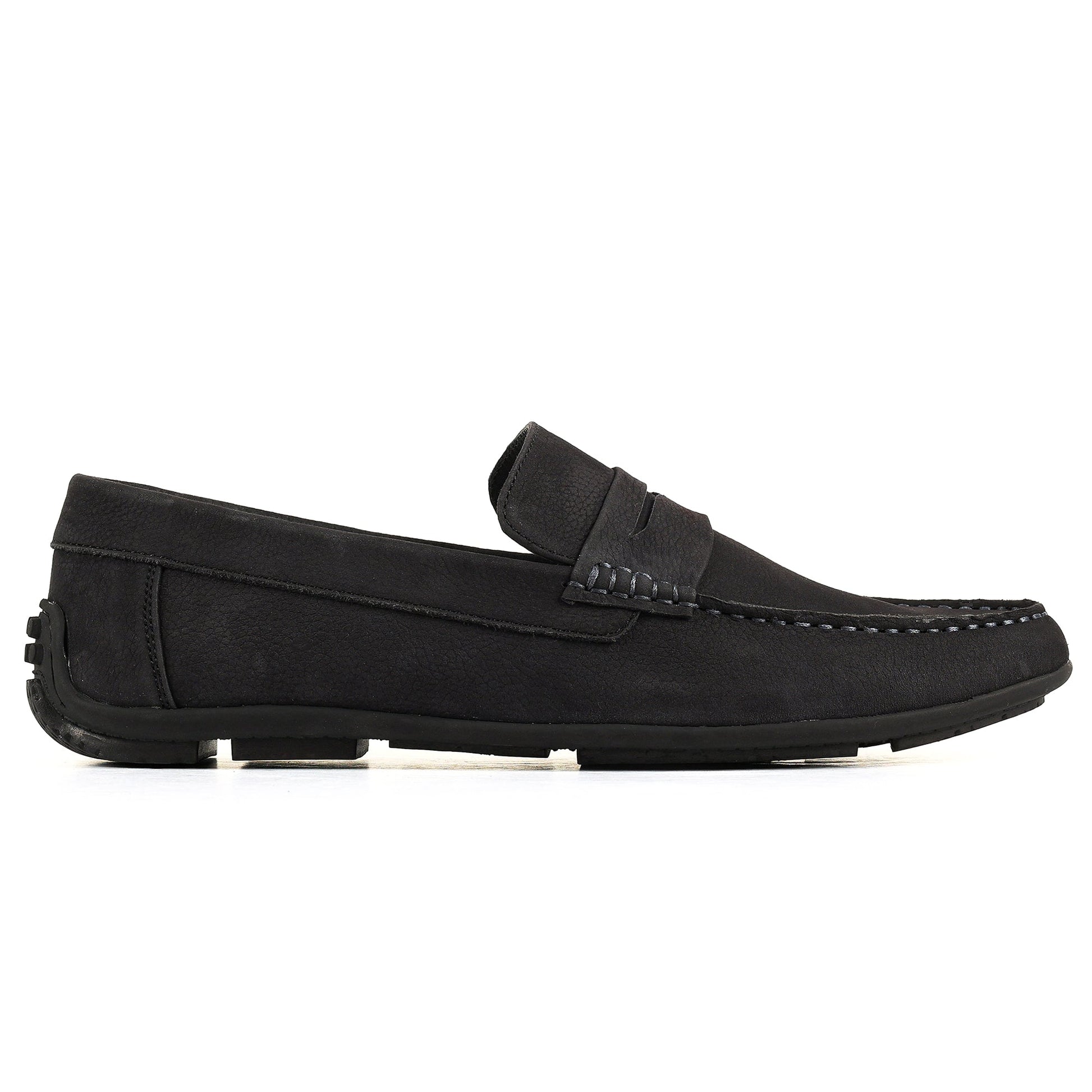 Zivorah men's black genuine leather loafers side view