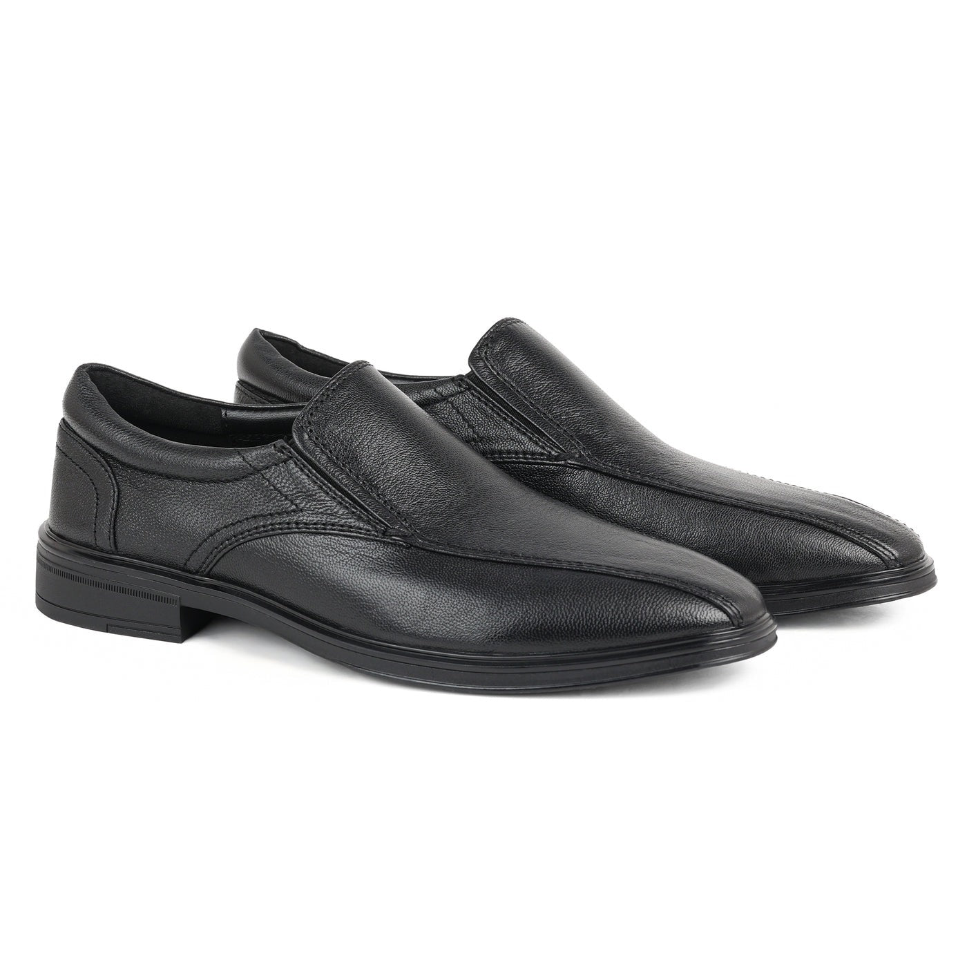 Zivorah men's black genuine leather slip-on shoes top view