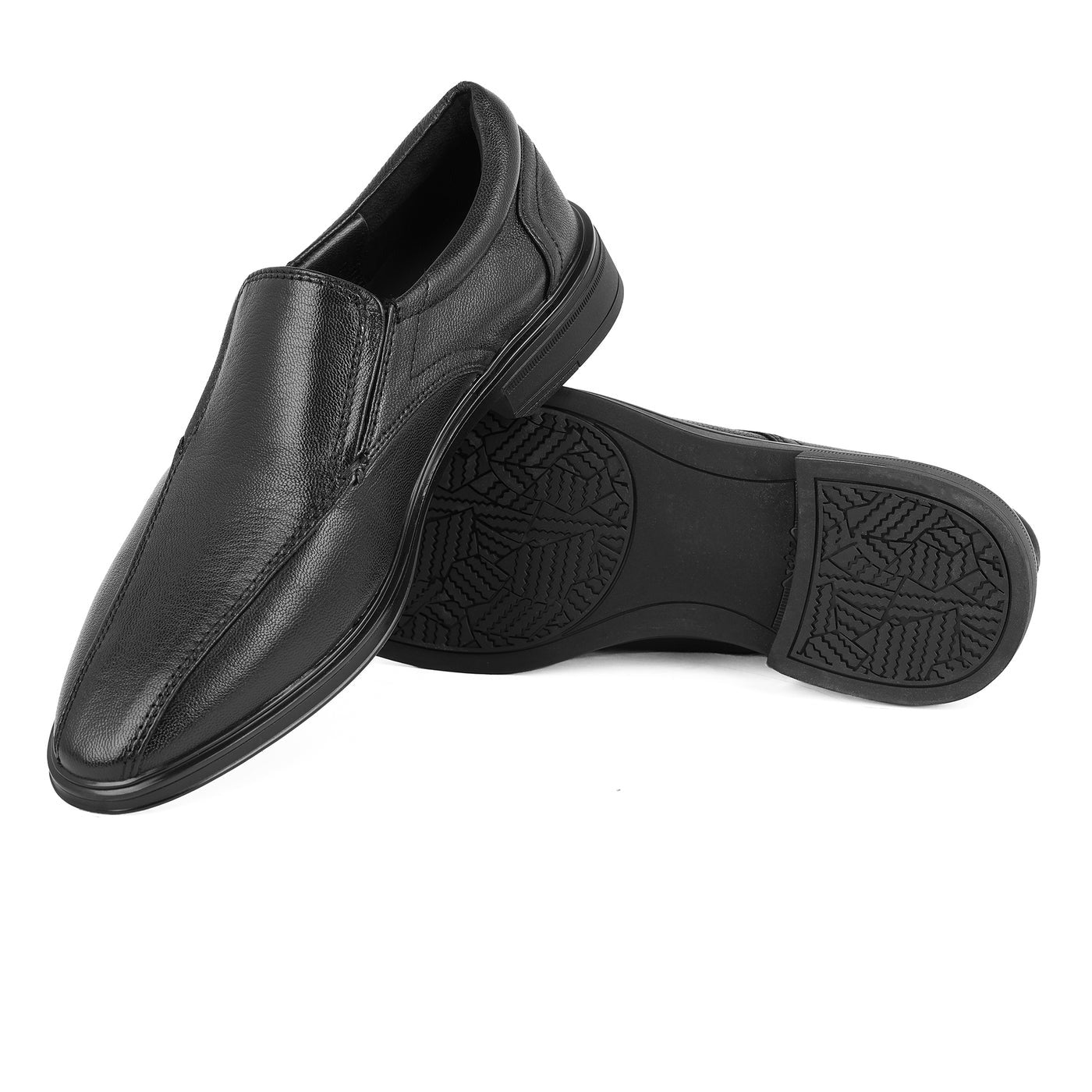 Zivorah men's black genuine leather slip-on shoes side view