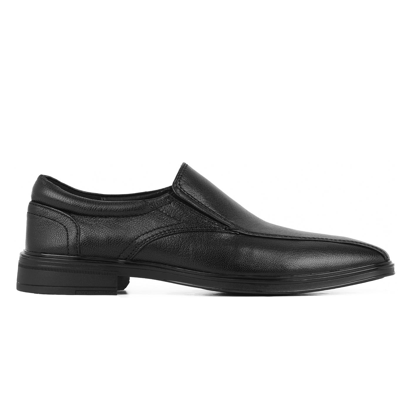 Zivorah men's black genuine leather slip-on shoes angled view