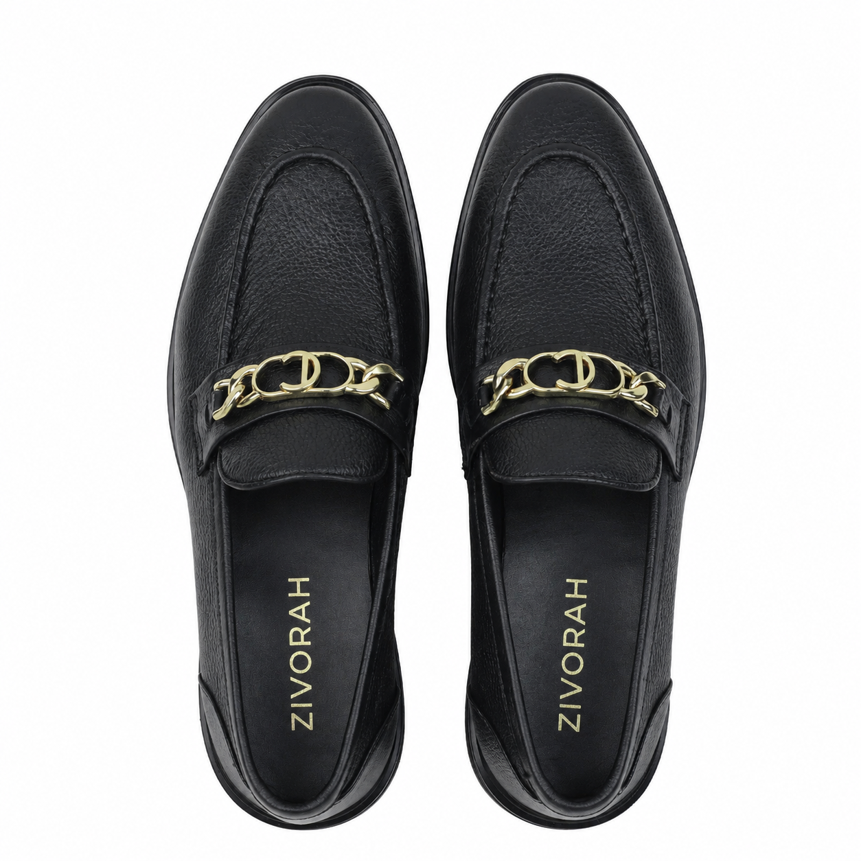 Zivorah Men Black Genuine Leather Loafer with Metal Bit